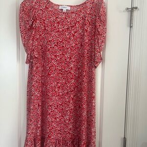 CeCe Red and White Floral Dress